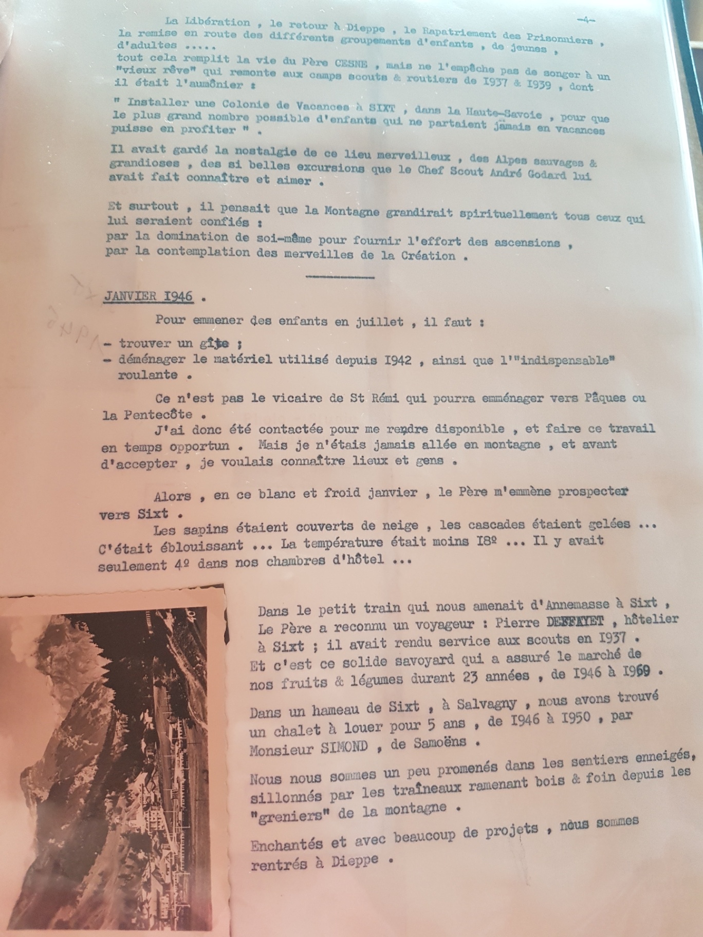 Le projet du père Cesné et la recherche d’un chalet à Salvagny, orthographe du document.